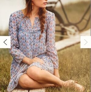 Anthropologie Holding Horses Blue Floral Dress Shell Size 10